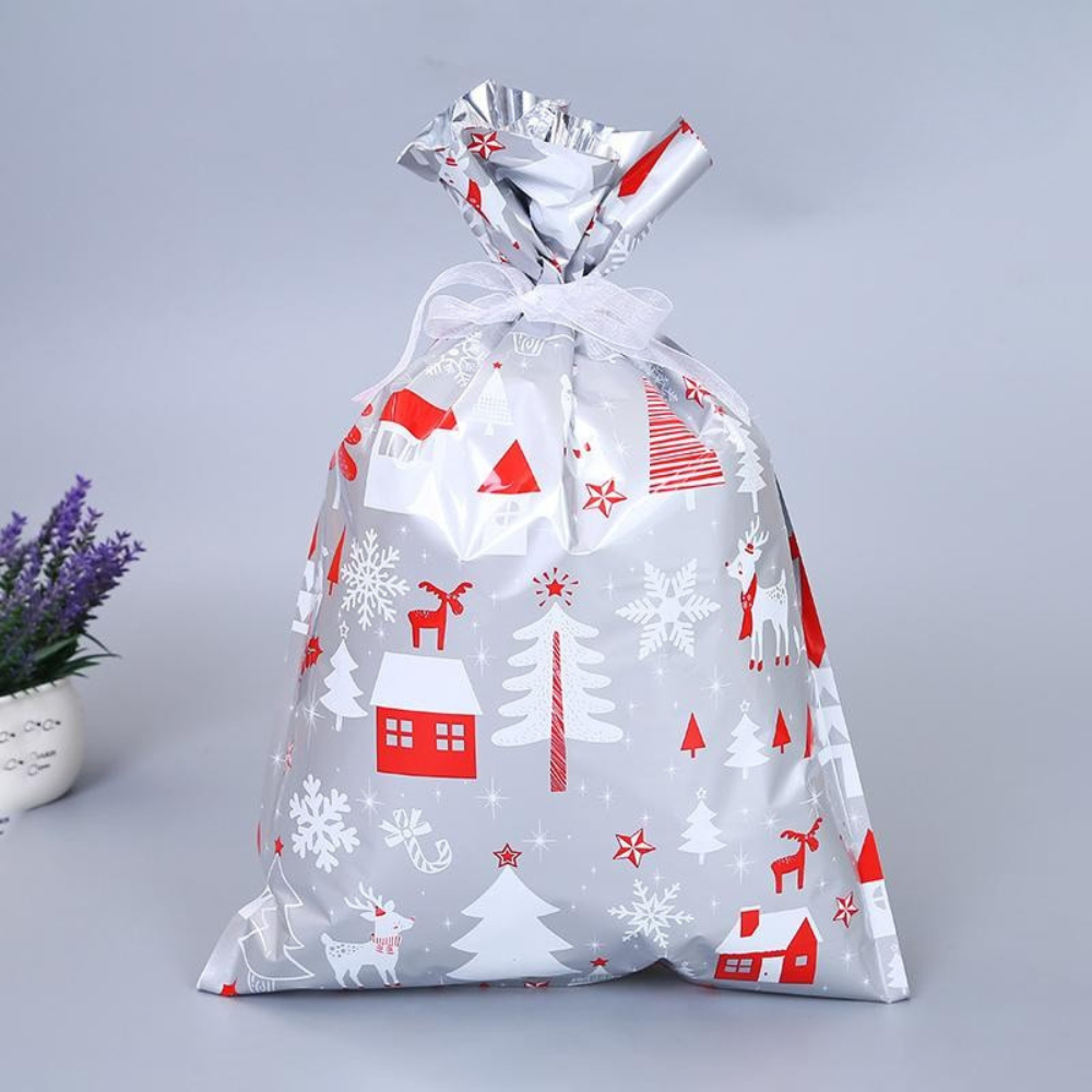FestiWrap | Vibrant Reusable Foil Christmas Gift Bags Set for Easy Wrapping 10