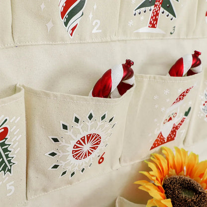 FestiveCanvas | Colorful Interactive Hanging Advent Calendar with 24 Pockets 2