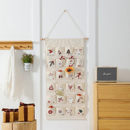 FestiveCanvas | Colorful Interactive Hanging Advent Calendar with 24 Pockets 3