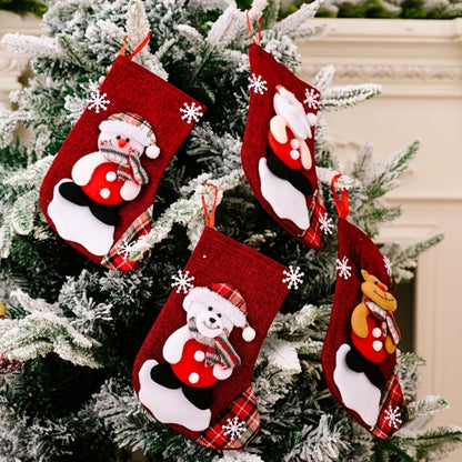 FestiveCharm | Delightful Red Christmas Stockings Set for Holiday Decor 1