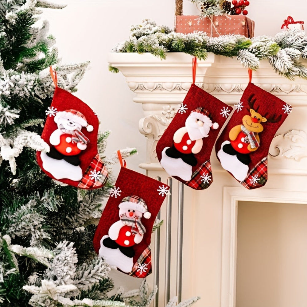 FestiveCharm | Delightful Red Christmas Stockings Set for Holiday Decor 2