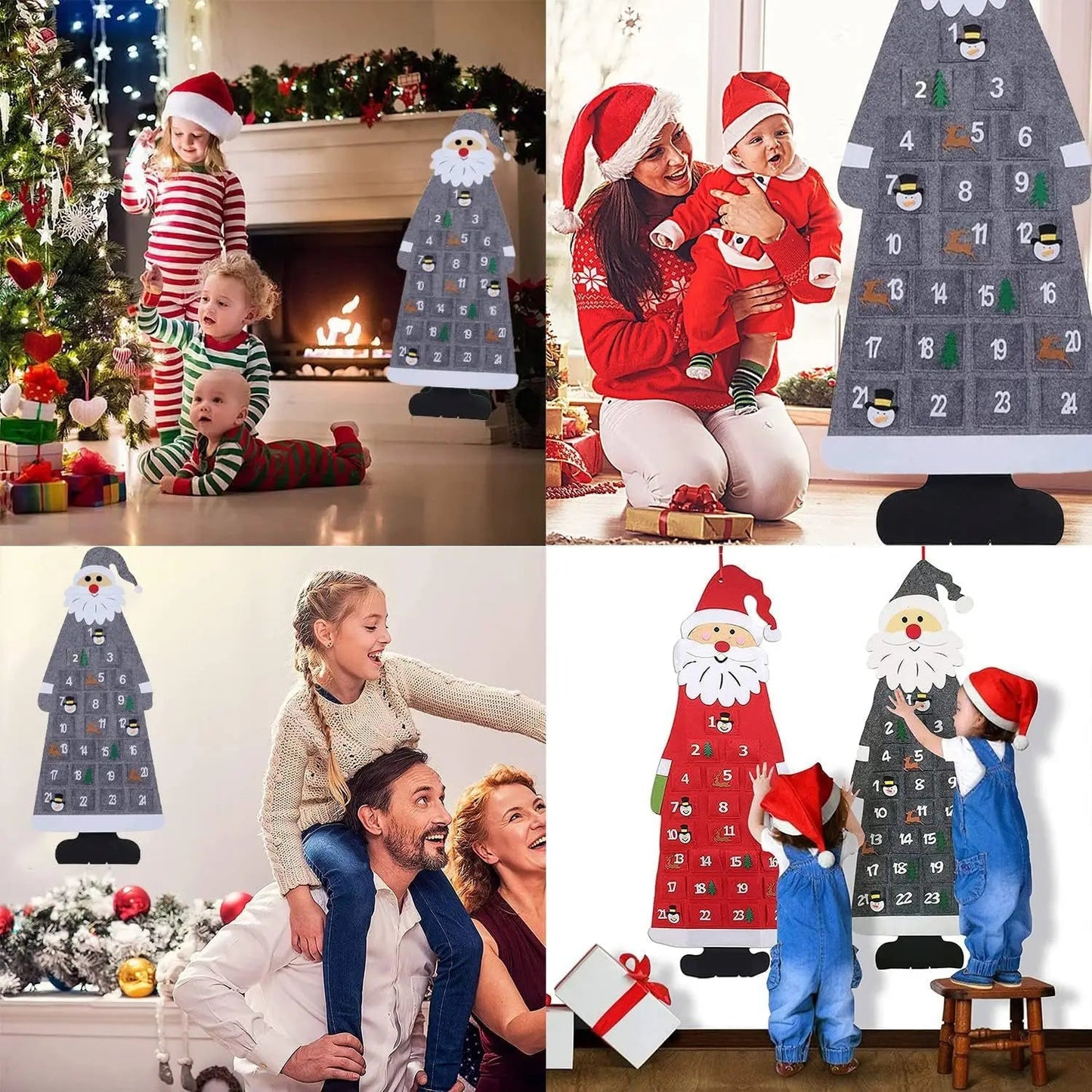 FestiveFelt | Cheerful Colorful Santa Claus Advent Calendar with 24 Bags 5