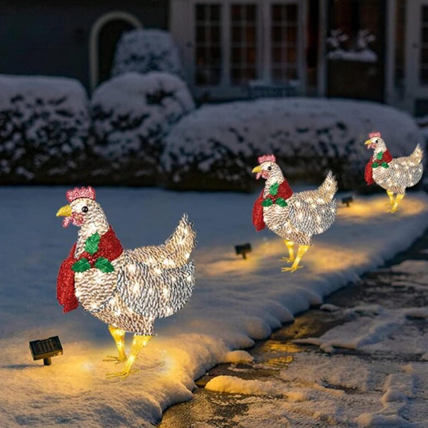 FestiveGlow | Charming Luminous Chicken Garden Decoration with Scarf 0