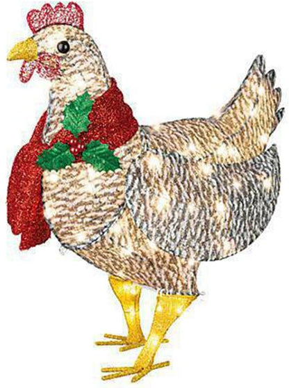 FestiveGlow | Charming Luminous Chicken Garden Decoration with Scarf 1