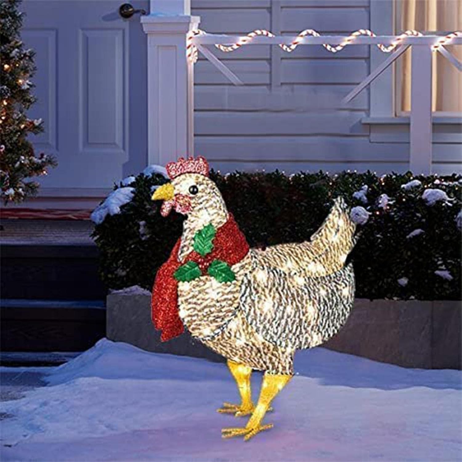 FestiveGlow | Charming Luminous Chicken Garden Decoration with Scarf 2