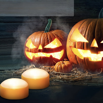 Flameless Battery Jack-O-Lantern Lights | LED Tea Candles 0