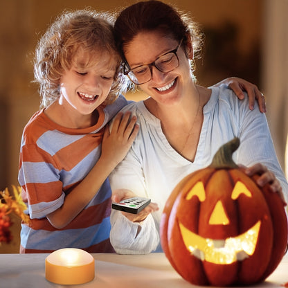 Flameless Battery Jack-O-Lantern Lights | LED Tea Candles 1