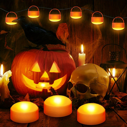 Flameless Battery Jack-O-Lantern Lights | LED Tea Candles 2