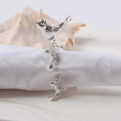 FloraNest | Elegant Decorative Bird & Flower Napkin Ring Set 7