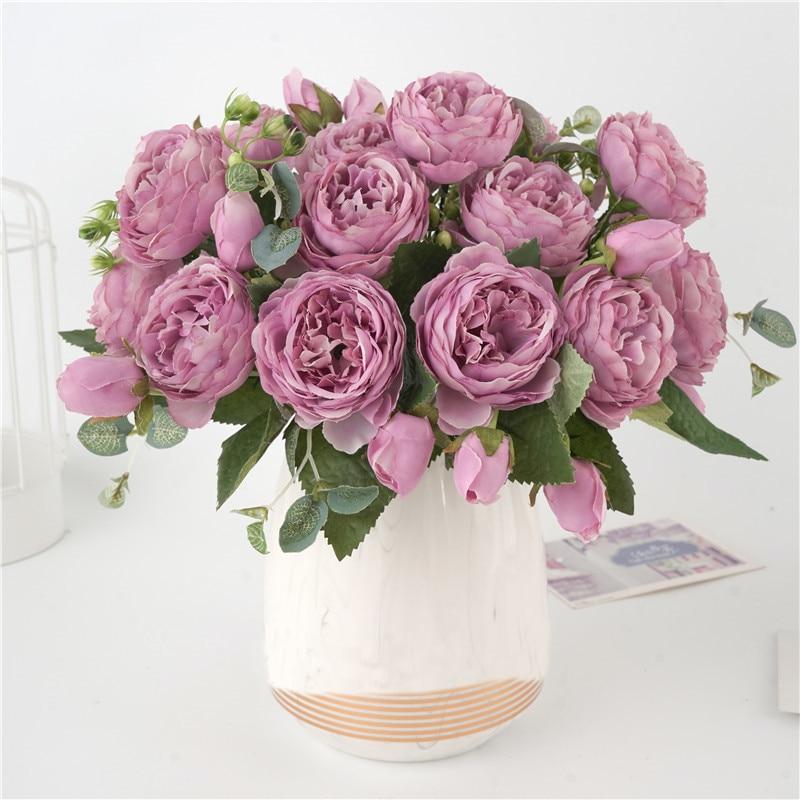 FloralVista | Elegant Vibrant Artificial Peony Bouquet for Home Décor 8
