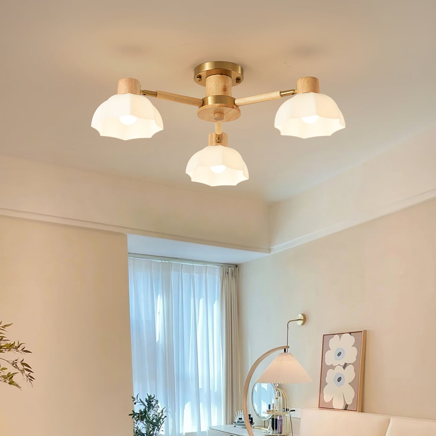 FloraAura - Lámpara de Techo con Forma de Flor y Difusión de Luz Acogedora