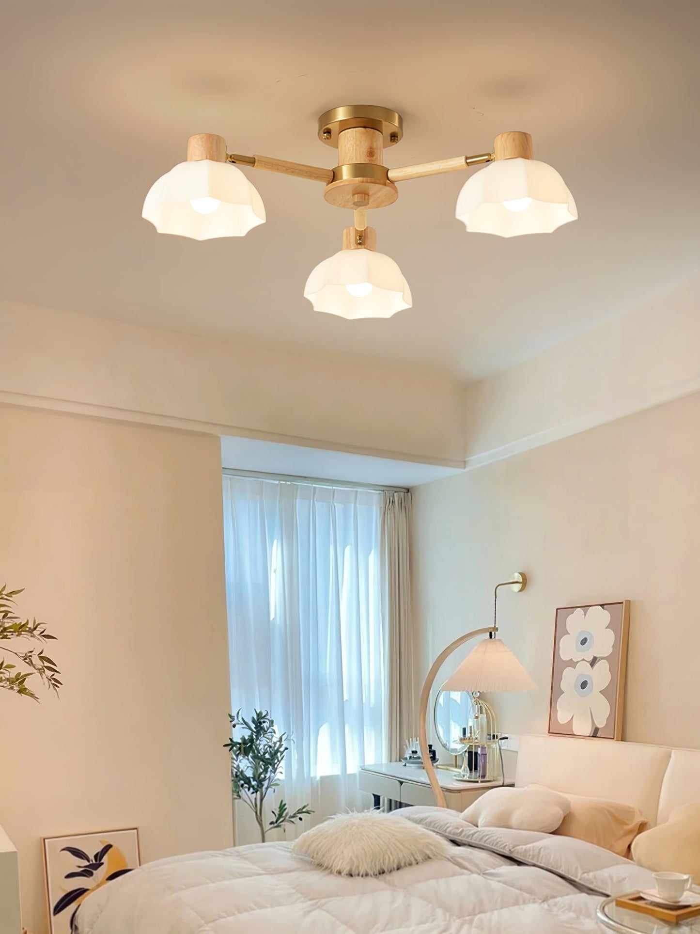 FloraAura - Lámpara de Techo con Forma de Flor y Difusión de Luz Acogedora