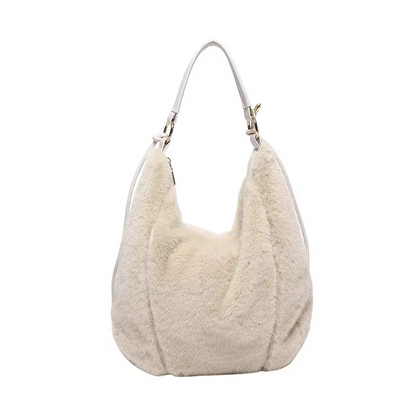 Fluffy Casual Shoulder Bag for Women with Zipper Closure – Cozy Winter Accessory 3
