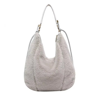 Fluffy Casual Shoulder Bag for Women with Zipper Closure – Cozy Winter Accessory 4