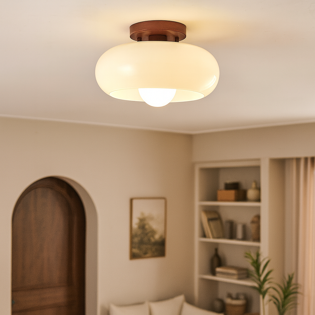 French Bauhaus cream ceiling lamp 1