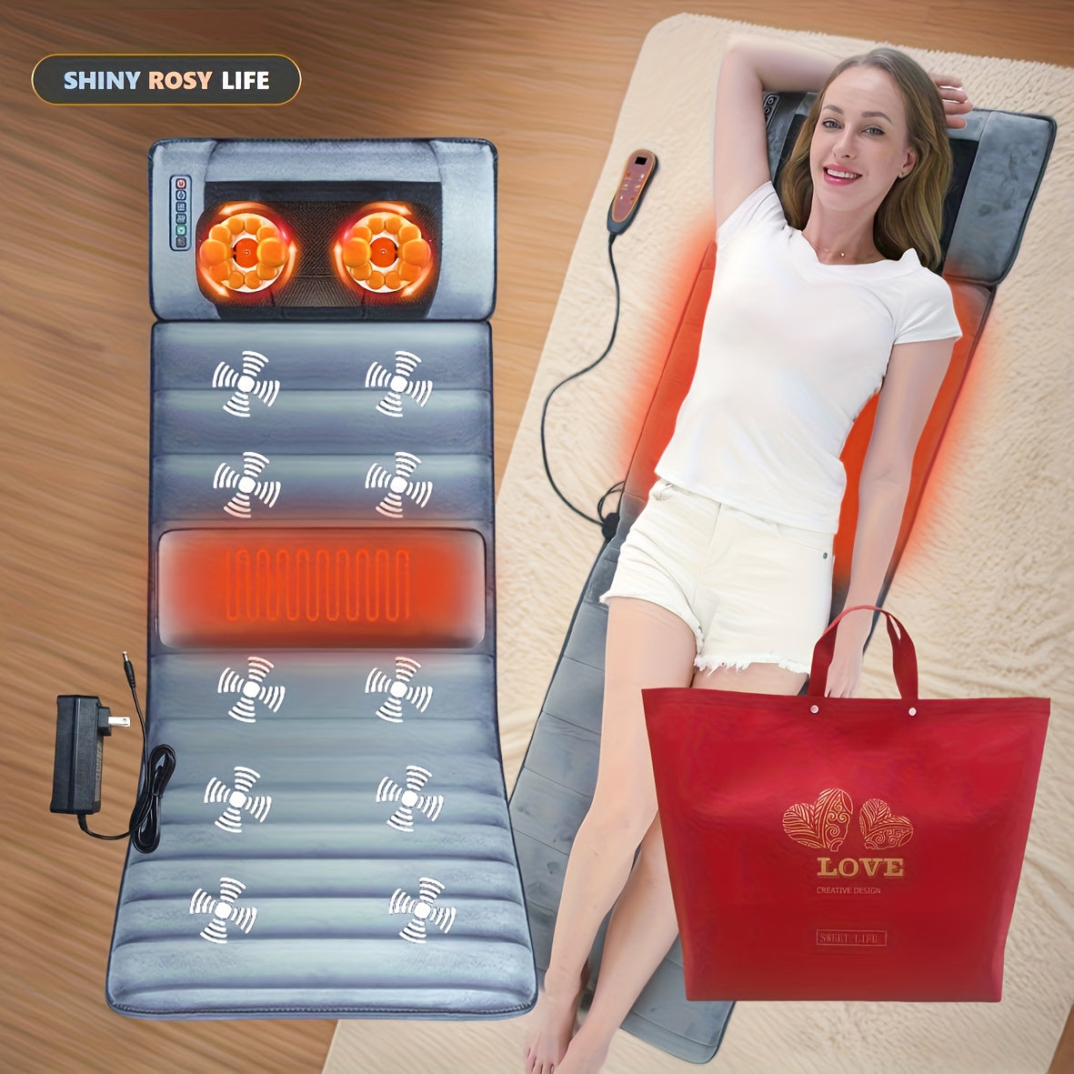 Full Body Massage Mat Heat Vibration Back Relief Pad 2