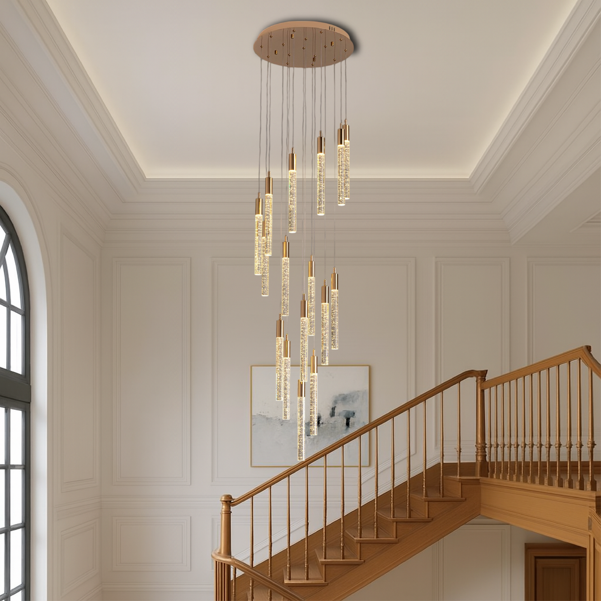 Gold Acrylic Stair Chandelier 2