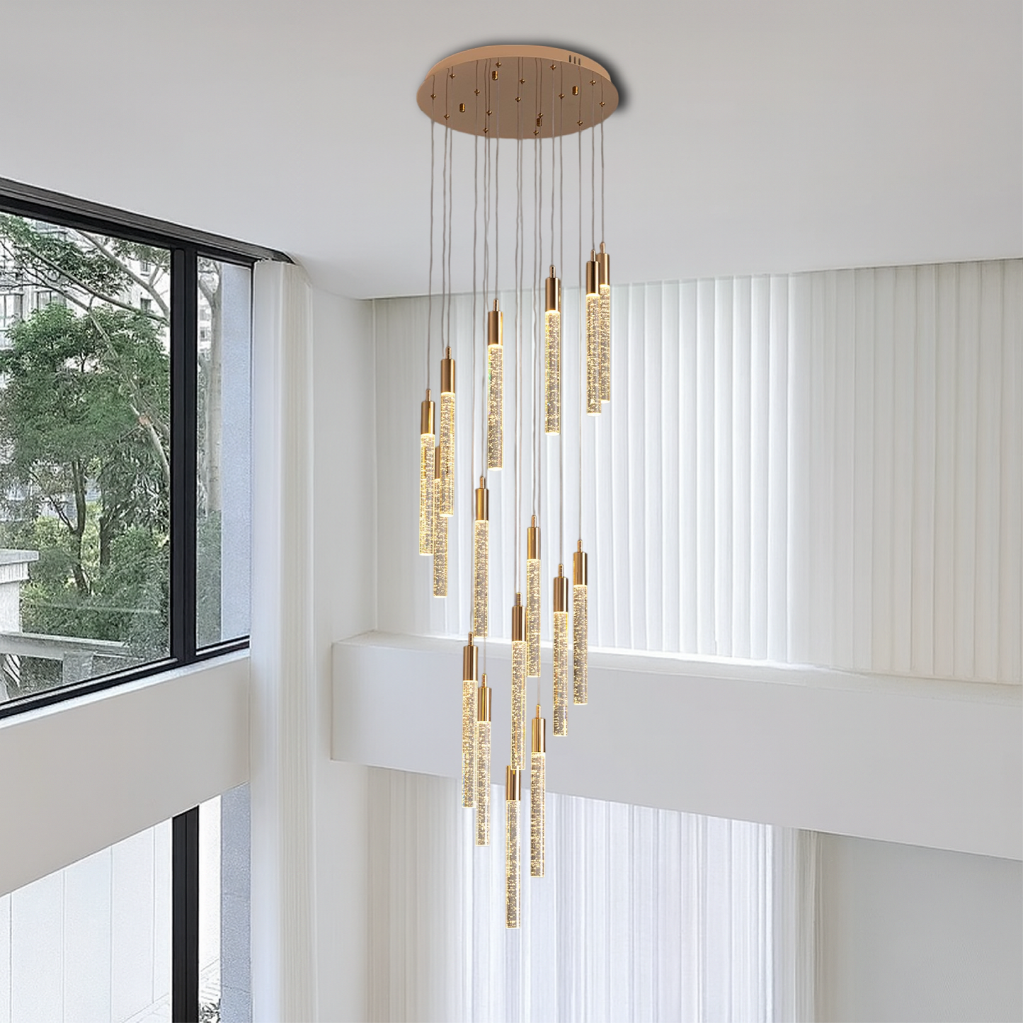 Gold Acrylic Stair Chandelier 3