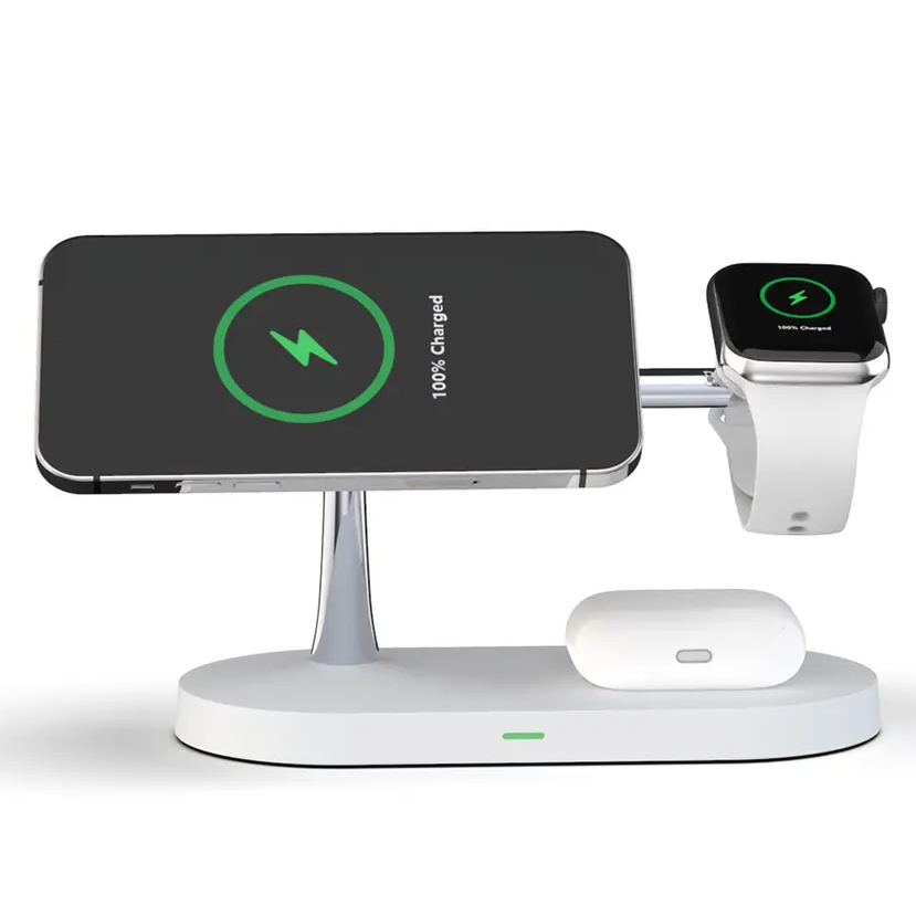 3-in-1 Wireless Charger for Smartphone, Smartwatch, and Earbuds – Fast Charging Station with Modern Design-3