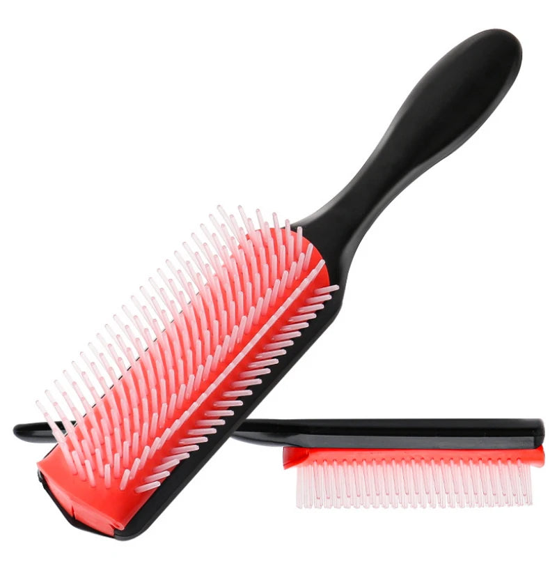 CurlEase - Brosse démêlante à 9 rangées pour cheveux raides et bouclés