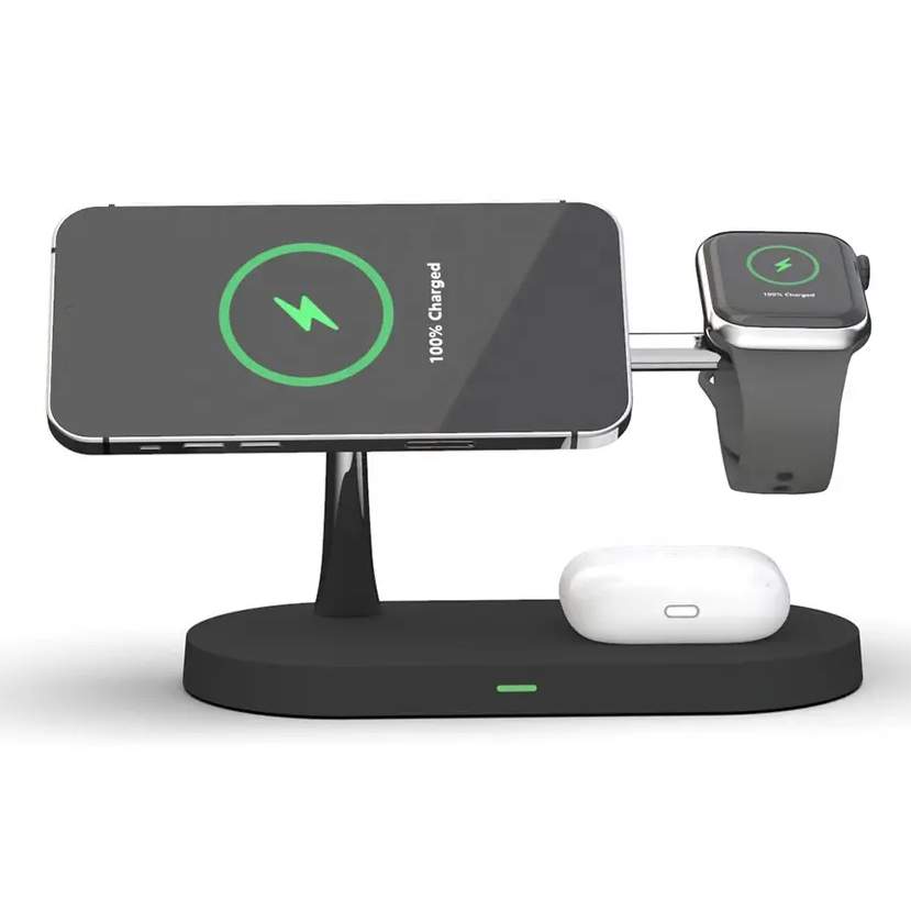 3-in-1 Wireless Charger for Smartphone, Smartwatch, and Earbuds – Fast Charging Station with Modern Design-4