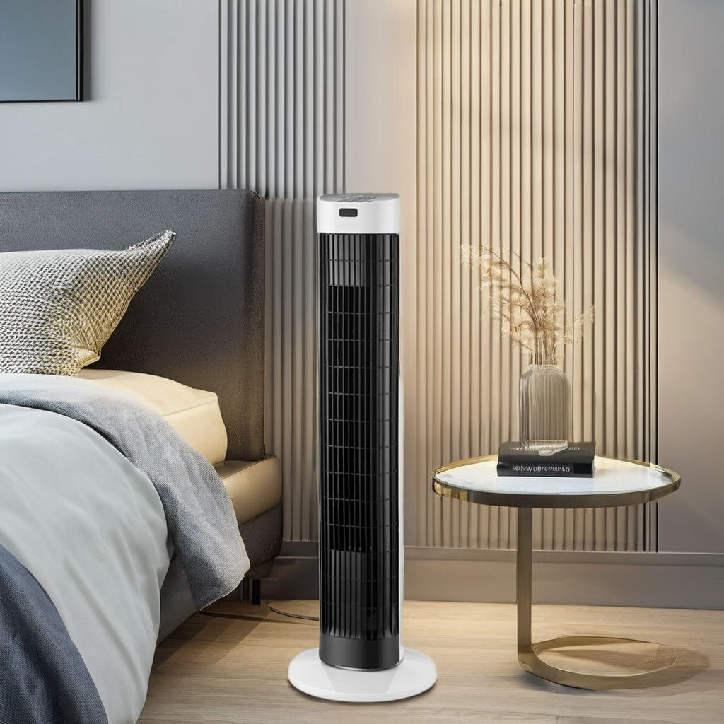 Quiet 35W Bladeless Fan – 28-Inch Oscillating Tower Design for Safe & Stylish Cooling | Whisper Breeze | For Daily Indoor Comfort
