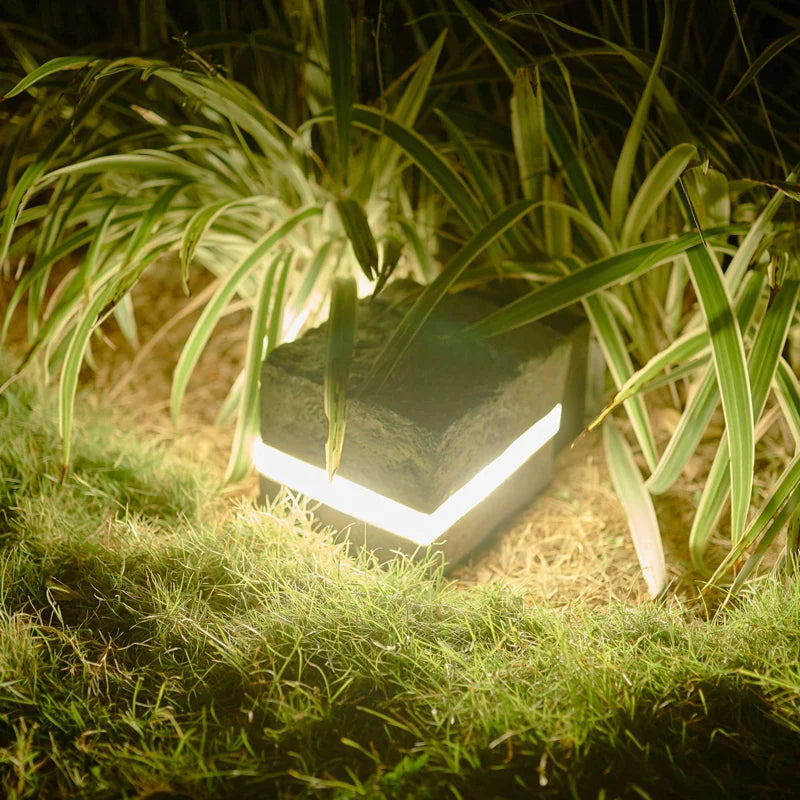 Waterproof Solar Garden Lights - Modern LED Square Stone Outdoor Ground Lights-6