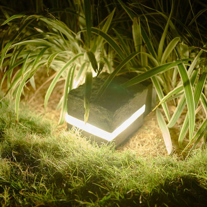 Waterproof Solar Garden Lights - Modern LED Square Stone Outdoor Ground Lights-6