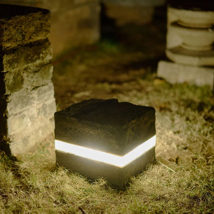 Waterproof Solar Garden Lights - Modern LED Square Stone Outdoor Ground Lights-4