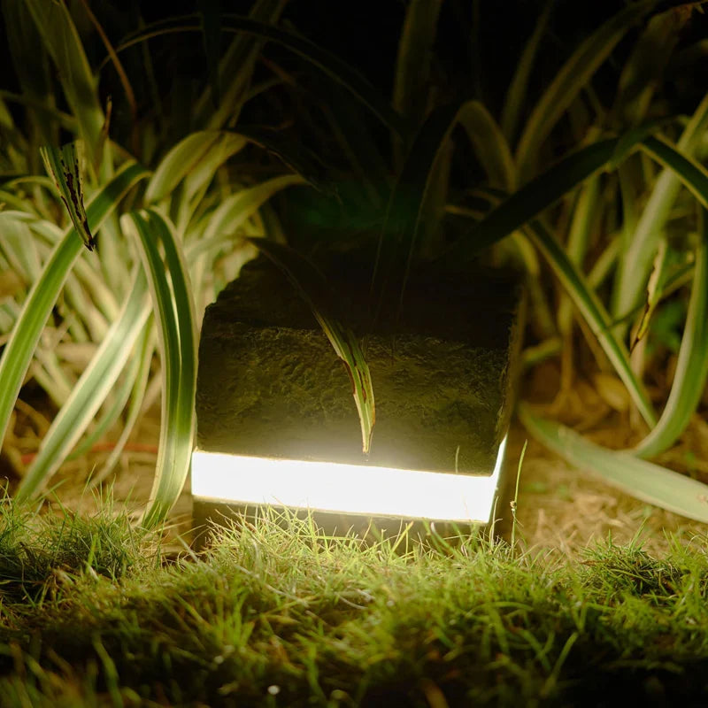 Waterproof Solar Garden Lights - Modern LED Square Stone Outdoor Ground Lights-5
