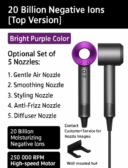 Hair Dryer with Ion Technology and Nozzle 0
