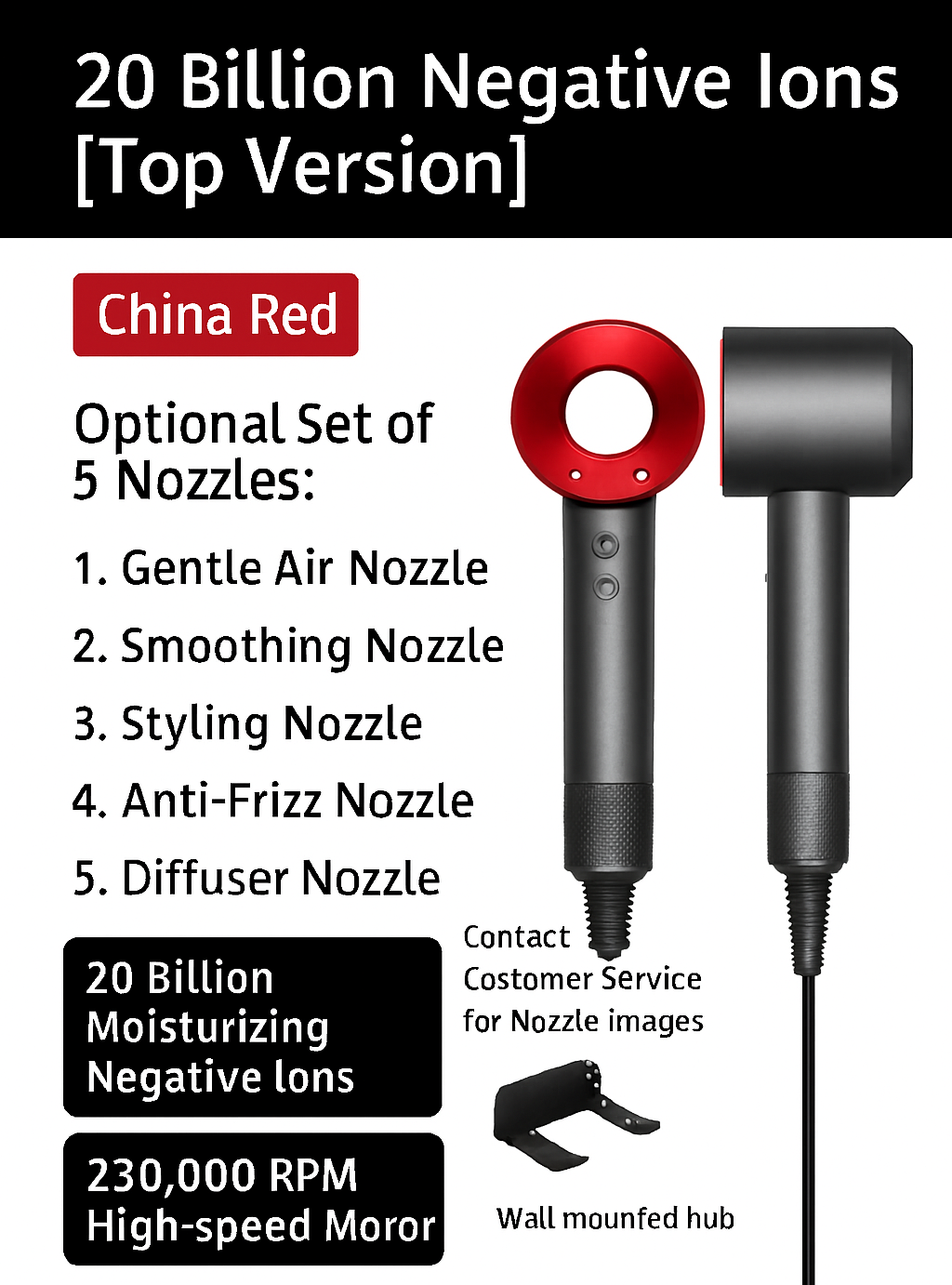 Hair Dryer with Ion Technology and Nozzle 3