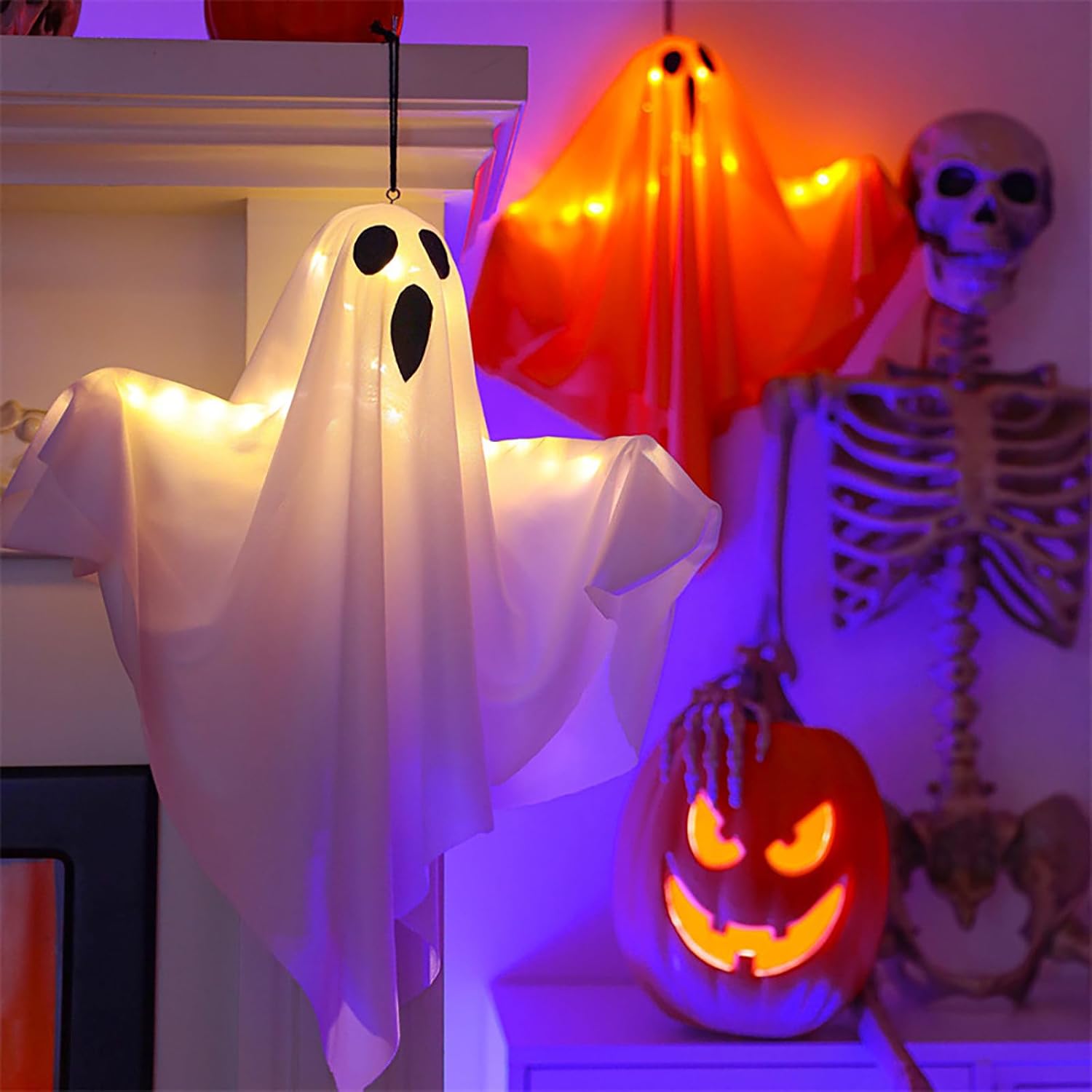 Halloween Lights Hanging Fabric Ghost Decorations 1