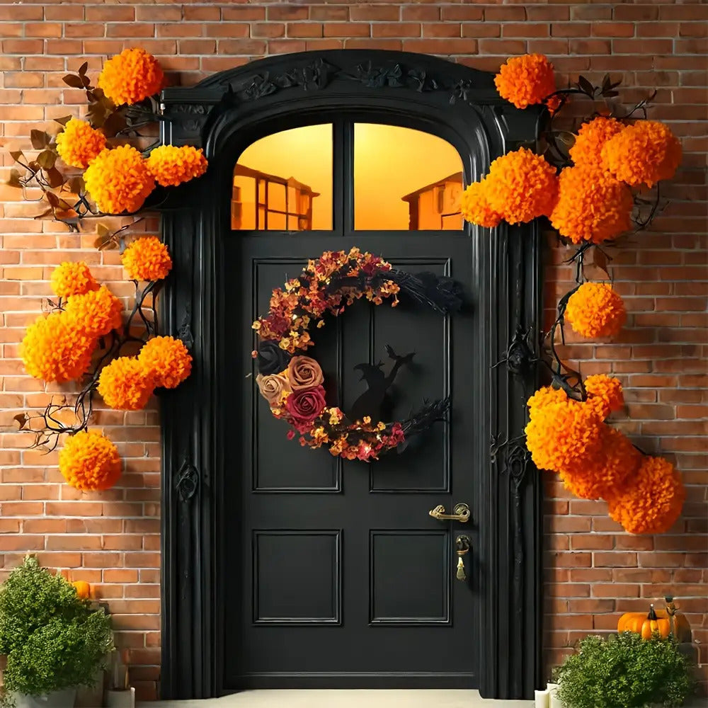 Halloween Rustic Witch Floral Wreath | Crescent Moon Door Decor 2