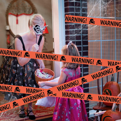 Halloween Warning Tape Plastic Skull Banner 0