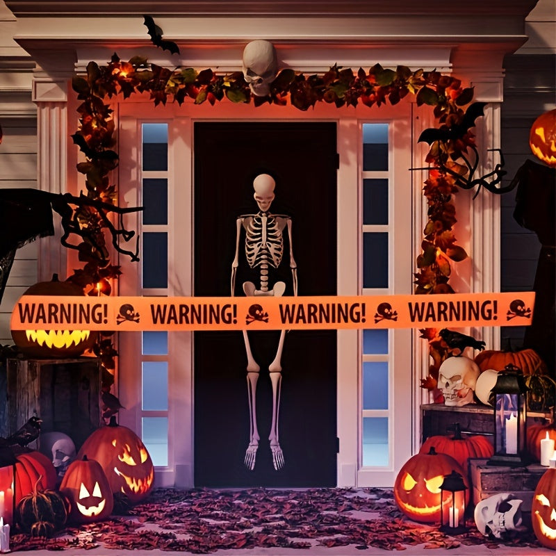 Halloween Warning Tape Plastic Skull Banner 2
