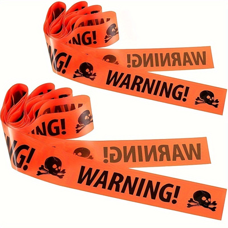 Halloween Warning Tape Plastic Skull Banner 3