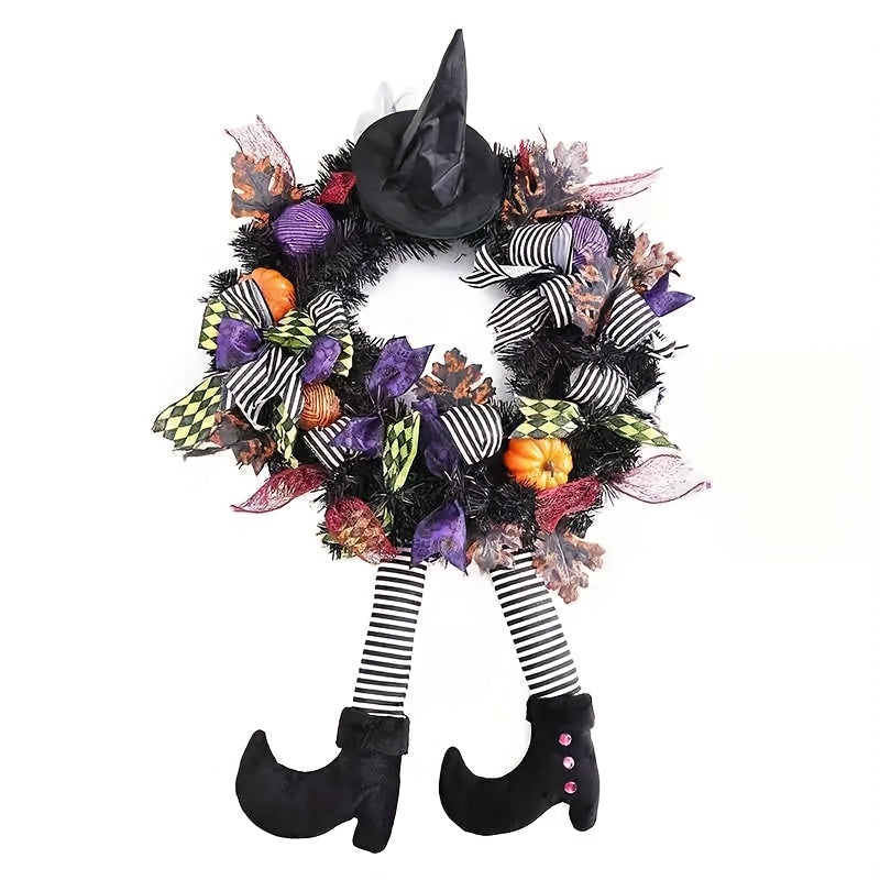 Halloween Whimsical Witch Legs Wreath | Festive Front Door Decor 0