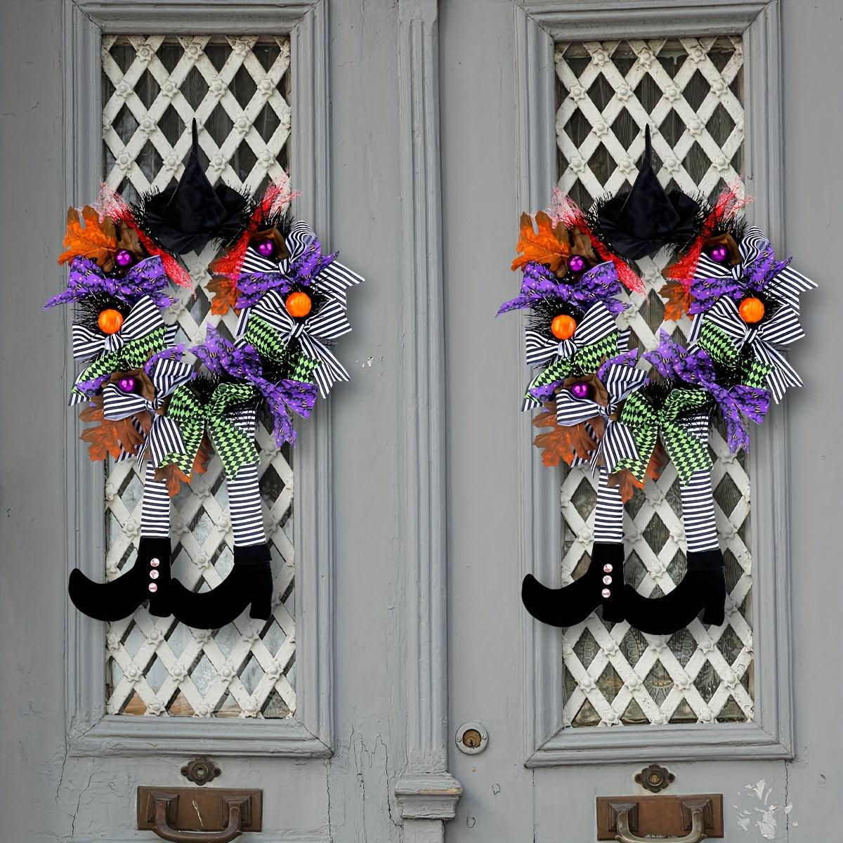 Halloween Whimsical Witch Legs Wreath | Festive Front Door Decor 3