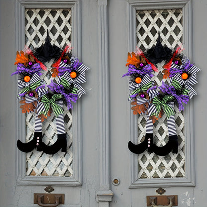 Halloween Whimsical Witch Legs Wreath | Festive Front Door Decor 3