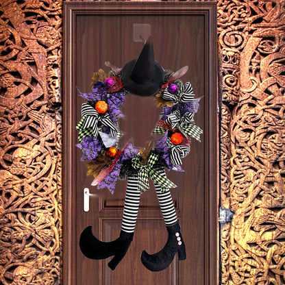 Halloween Whimsical Witch Legs Wreath | Festive Front Door Decor 4
