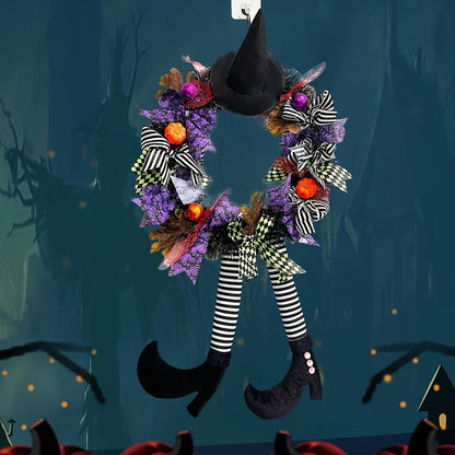 Halloween Whimsical Witch Legs Wreath | Festive Front Door Decor 5