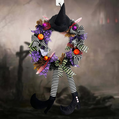 Halloween Whimsical Witch Legs Wreath | Festive Front Door Decor 6