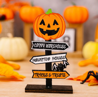 Halloween Wooden Pumpkin Wooden Decorative Tabletop Ornament 3