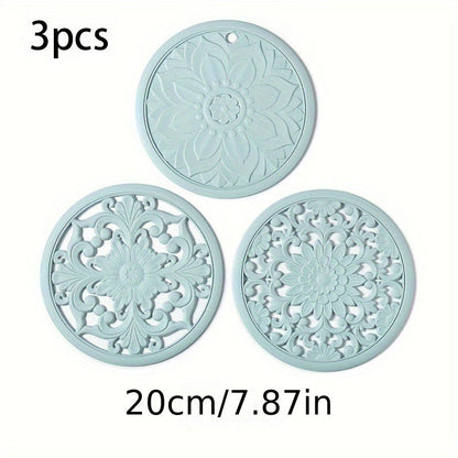 Heat Resistant Silicone Trivet Mat Set 2