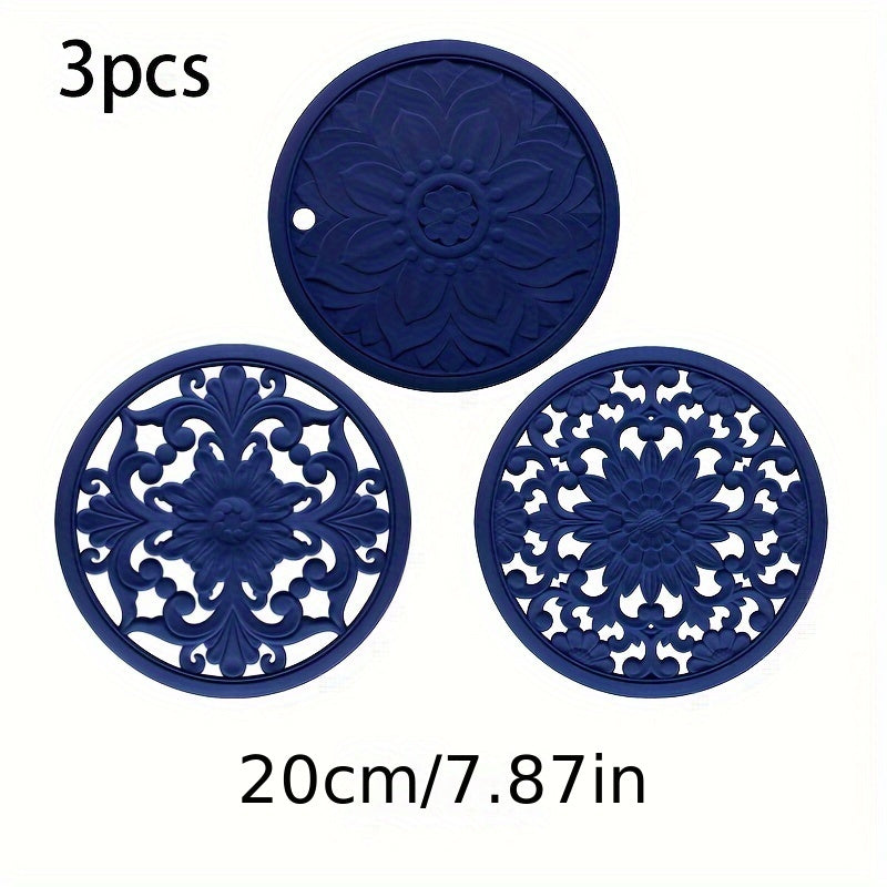 Heat Resistant Silicone Trivet Mat Set 3
