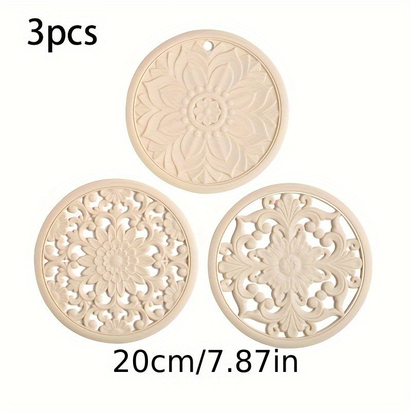 Heat Resistant Silicone Trivet Mat Set 4