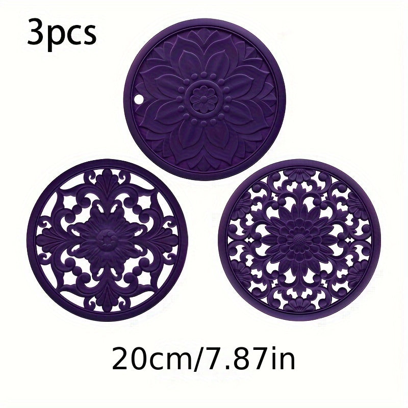 Heat Resistant Silicone Trivet Mat Set 7