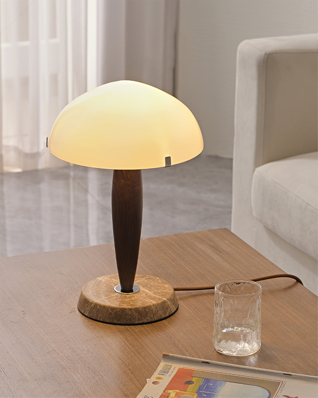 PureGlow – Marble Base Table Lamp with Glass Top