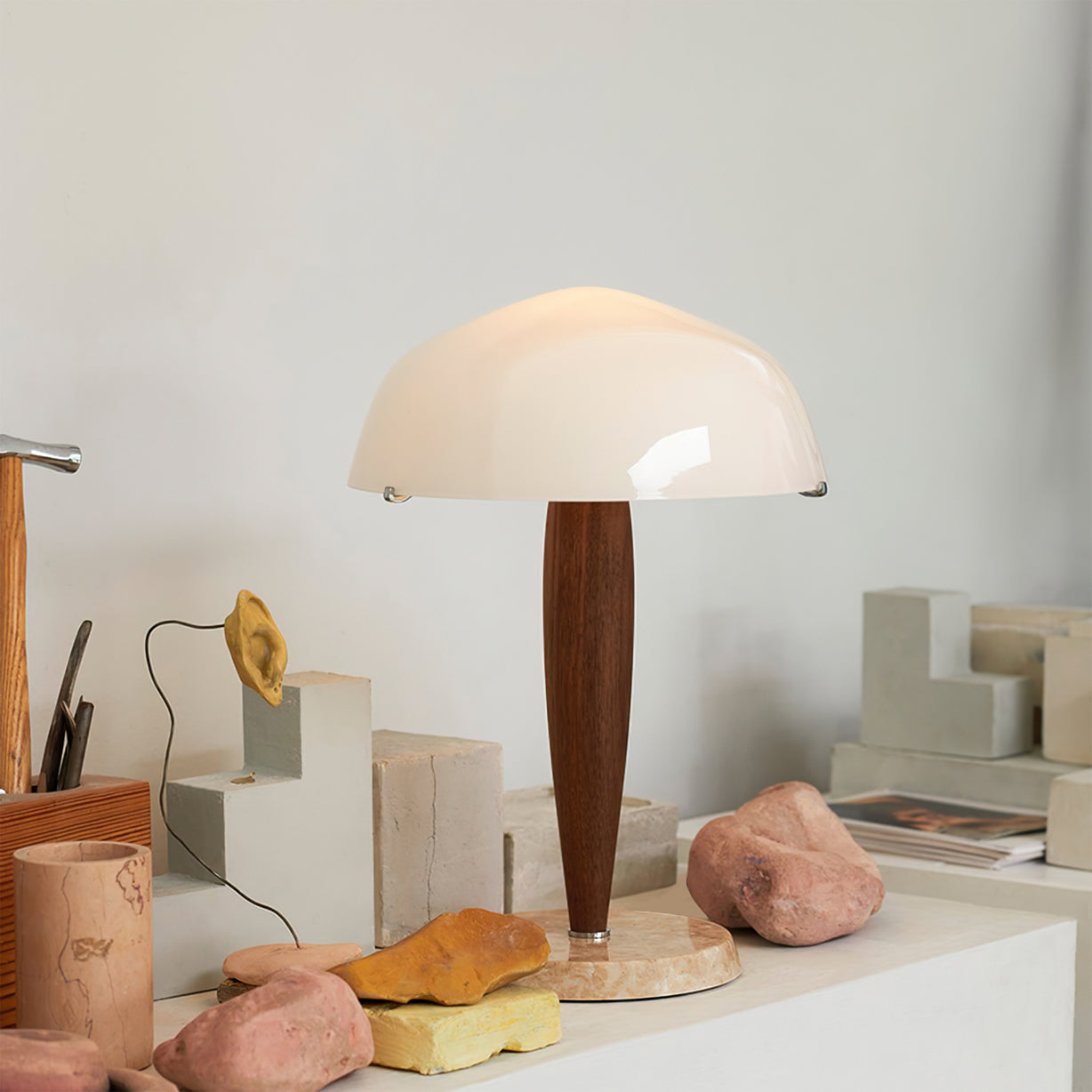 PureGlow – Marble Base Table Lamp with Glass Top